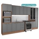 Ver imagem 7 de Cozinha Completa com Balcão Milla Verso 17 Portas 3 Gavetas MDP MDF 380cm Nogal com Cinza Titânio