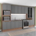 Ver imagem 1 de Cozinha Completa com Balcão Milla Verso 17 Portas 3 Gavetas MDP MDF 380cm Nogal com Cinza Titânio