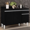 Ver imagem 1 de Balcão Gabinete 120cm Com Tampo 3 Portas 1 Gaveta Arizona Preto - Lumil Móveis