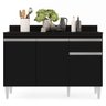 Balcão Gabinete 120cm Com Tampo 3 Portas 1 Gaveta Arizona Preto - Lumil Móveis - 7