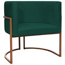 Ver imagem 1 de Poltrona Decorativa Recepção Luna Suede Cores Base de Ferro Bronze - Verde, Suede