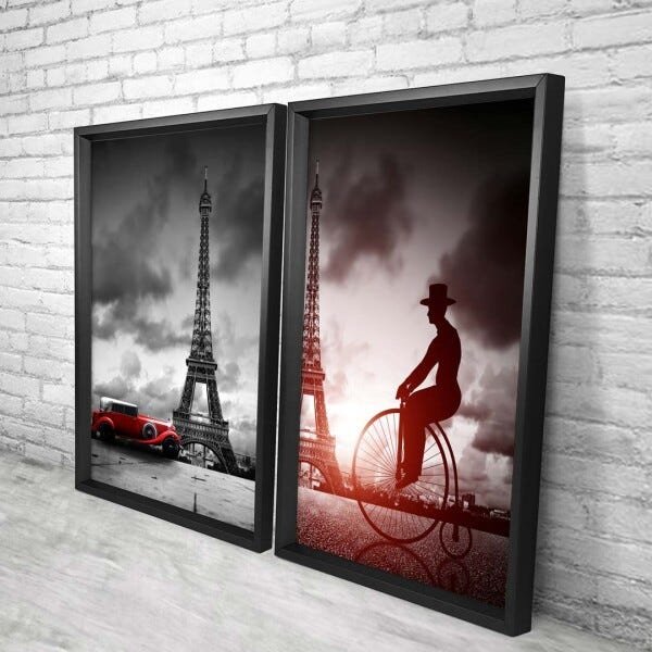 Quadro com Moldura Chanfrada Paris Preto - Médio | MadeiraMadeira