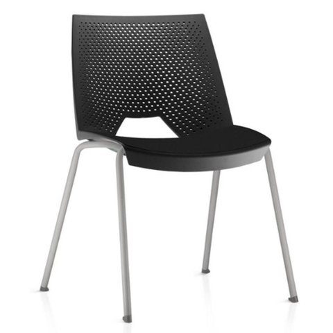 Cadeira Empilhável Fixa Liked F02 Base Aço Cinza Preto - Lyam Decor