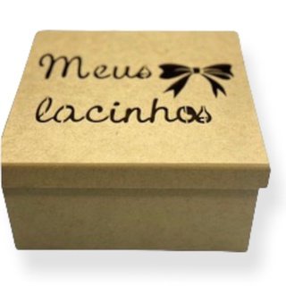 Caixa  quadrada grande Meus Lacinhos 20x20x10 Decoração Mdf porta laços, tiara, presente - 3