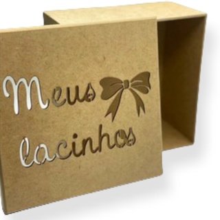 Caixa  quadrada grande Meus Lacinhos 20x20x10 Decoração Mdf porta laços, tiara, presente