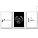 Ver imagem 2 de Kit 3 Quadros Decorativos Quarto Casal C/ Nome Personalizado:preta