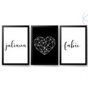 Ver imagem 1 de Kit 3 Quadros Decorativos Quarto Casal C/ Nome Personalizado:preta