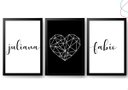 Ver imagem 1 de Kit 3 Quadros Decorativos Quarto Casal C/ Nome Personalizado:preta