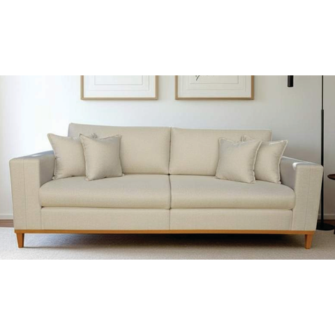 Sofá Turin Luxo Fixo Living Almofadas Decorativas Base de Madeira Vários Tecidos 2,10m