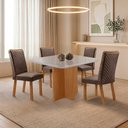 Ver imagem 7 de Mesa de Jantar Olimpia 90cm Tampo MDF e Vidro Canto Copo com 4 Cadeiras Lira