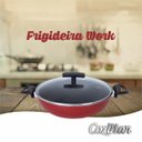 Ver imagem 5 de Frigideira Panela Wok 30 Cm Antiaderente Grande Tacho Com Tampa Vidro Vermelho