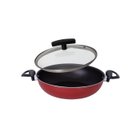 Ver imagem 3 de Frigideira Panela Wok 30 Cm Antiaderente Grande Tacho Com Tampa Vidro Vermelho