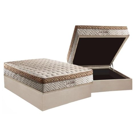 Cama Box Baú Casal: Colchão Molas Paropas MasterPocket Ensacadas Eco Linho + Base CRC Suede Clean(13