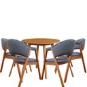 Ver imagem 2 de Kit Cadeiras Lithi Confortáveis e Resistentes em Linho & Mesa Leda 90cm Compacta Design Versátil