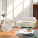 Ver imagem 1 de Kit Divã Recamier Orgânico Marrocos 200cm Lado Esquerdo e 2 Poltronas Amore Bouclé