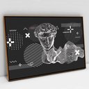 Ver imagem 1 de Quadro Decorativo em Canvas Grego Geométrico Arte TaColado Moldura Flutuante 4,5cm Freijó 120 x 80cm