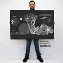 Ver imagem 2 de Quadro Decorativo em Canvas Grego Geométrico Arte TaColado Moldura Flutuante 4,5cm Freijó 120 x 80cm