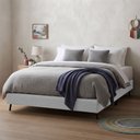 Ver imagem 1 de Base Box Japonesa Flutuante Cama Cais Casal Linho Bipartida Base para Colchão Cinza