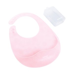 Babador de Silicone Translúcido com Case Rosa - Pimpolho