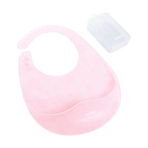 Babador de Silicone Translúcido com Case Rosa - Pimpolho