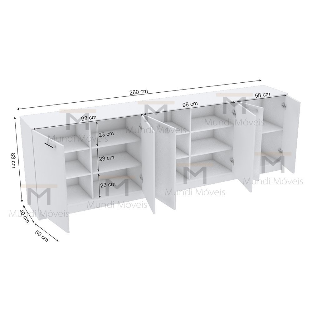 BALCÃO ORGANIZADOR 6 PORTAS ESCRITÓRIO M337.B MUNDI MOVEIS - 5