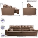 Ver imagem 3 de Sofá Retrátil e Reclinável 1,82m Luxos Cama Inbox Velusoft Cinza