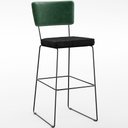 Ver imagem 3 de Kit 03 Banquetas Altas Sala de Jantar Fixa Allana L02 Facto Verde Musgo Linho Chumbo - Lyam Decor