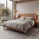 Ver mais imagens de Cabeceira Estofada Alure para Cama Queen de 160cm Orgânica Curva Courissimo Camel - Desk Design