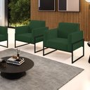 Ver imagem 2 de Kit 2 Poltronas Base Industrial Alta Preto Marisa Veludo D03 - D’Rossi Verde
