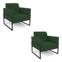 Ver imagem 1 de Kit 2 Poltronas Base Industrial Alta Preto Marisa Veludo D03 - D’Rossi Verde