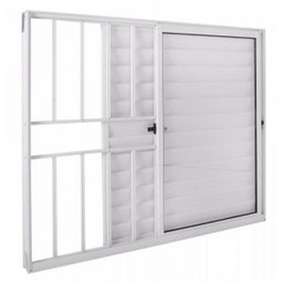 Janela Veneziana Alumínio 3 Folhas com Grade Vidro Liso Integral Tecno Master 100x120x7,8cm - 1 Janela Veneziana Alumínio 3 Folhas com Grade Vidro Liso Integral Tecno Master 100x120x7,8cm - 1