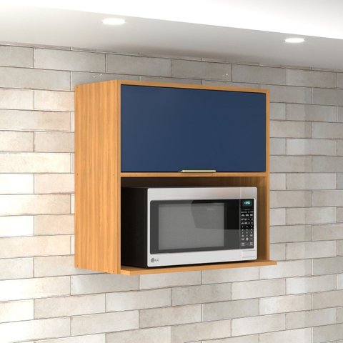 Armário Aéreo 70cm 1 Porta com Nicho Domus Espresso Móveis Marrom/Nogal/Royal