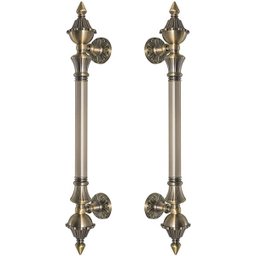 Puxador Duplo Classic 530mm Bronze Antigo Porta Pivotante Correr Passagem Madeira Vidro Rústico - 1