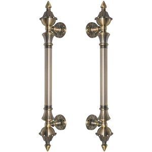 Puxador Duplo Classic 530mm Bronze Antigo Porta Pivotante Correr Passagem Madeira Vidro Rústico