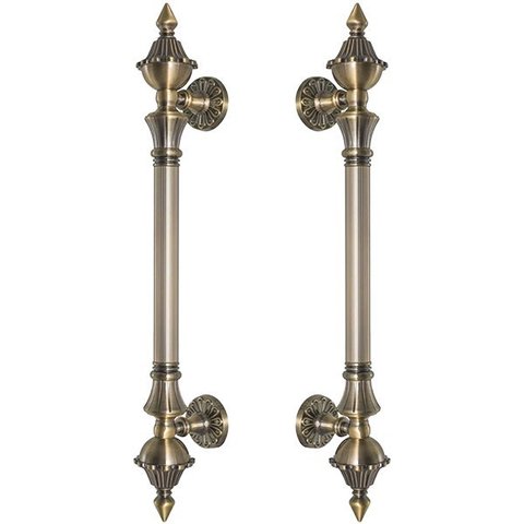 Puxador Duplo Classic 530mm Bronze Antigo Porta Pivotante Correr Passagem Madeira Vidro Rústico