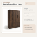 Ver imagem 5 de Guarda Roupa Slim 4 Portas 2 Gavetas Café Formimóveis