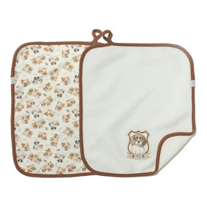 Kit 2 Babinhas Paninho de Boca Matelasse Doguinhos Bege -hug:bege