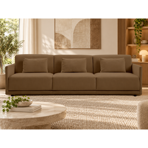 Sofá 3 Lugares King Size Revestimento em Sarja Marrom, 2,52m