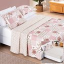 Ver imagem 1 de Colcha + Jogo de Cama Bouti Estampado King 06 Peças 100% Poliéster - Rosa Matura