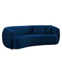 Ver imagem 2 de Sofá Decorativo Sala de Estar Curvo Esther 3 Lugares 210cm com Almofadas Pés em Madeira Linho Azul M