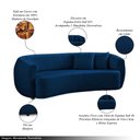 Ver imagem 3 de Sofá Decorativo Sala de Estar Curvo Esther 3 Lugares 210cm com Almofadas Pés em Madeira Linho Azul M