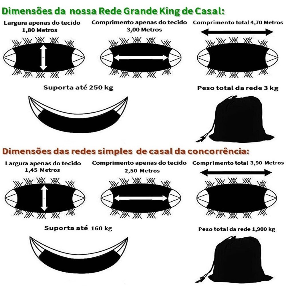 Rede Grande De Dormir Para Casal King Reforçada 4,70 Metros Várias Cores:Colorida - 3