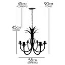 Ver imagem 2 de Linda Luminária Com Folhas Artesanais Em Metal para Sala De Estar - Preto