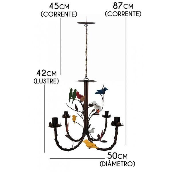 Lindo Lustre de Pássaros de Metal Decorativo para Varanda e Sacada - Colorido - 2