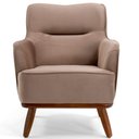 Ver imagem 3 de Poltrona Decorativa Base Fixa de Madeira D02 Isabella Veludo Importado Bege Escuro C-68 -Lyam Decor