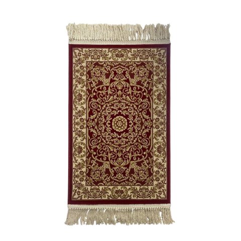 Tapete Persa Vermelho com Bege 57x90 Cm Ideal para Quarto e Hall de Entrada