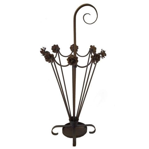 Porta Guarda Chuvas de Ferro Artesanal com Flores Decorativas para Sala Retrô