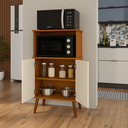 Ver imagem 2 de Balcão Armário Torre Multiuso para Forno e Microondas 2 Portas e Paneleiro Lisboa Cores:cedro/ Off