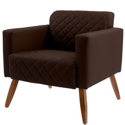 Kit 02 Poltronas Decorativas Fixa Pés de Madeira Alberta D02 Corano Tressê Marrom C-34 - Lyam - 2