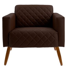 Kit 02 Poltronas Decorativas Fixa Pés de Madeira Alberta D02 Corano Tressê Marrom C-34 - Lyam - 4